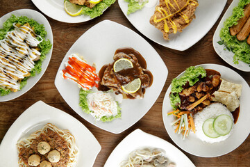 flat lay of western food