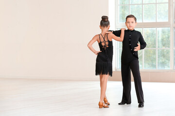 Fototapeta premium Cute little children dancing in studio