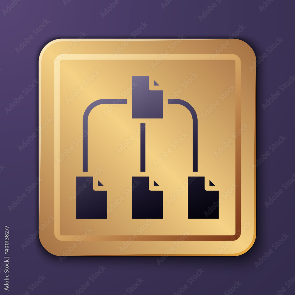 Poster purple folder tree icon isolated on purple background. computer network file folder organization str
