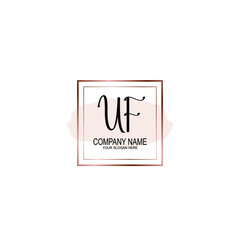 Initial UF Handwriting, Wedding Monogram Logo Design, Modern Minimalistic and Floral templates for Invitation cards	
