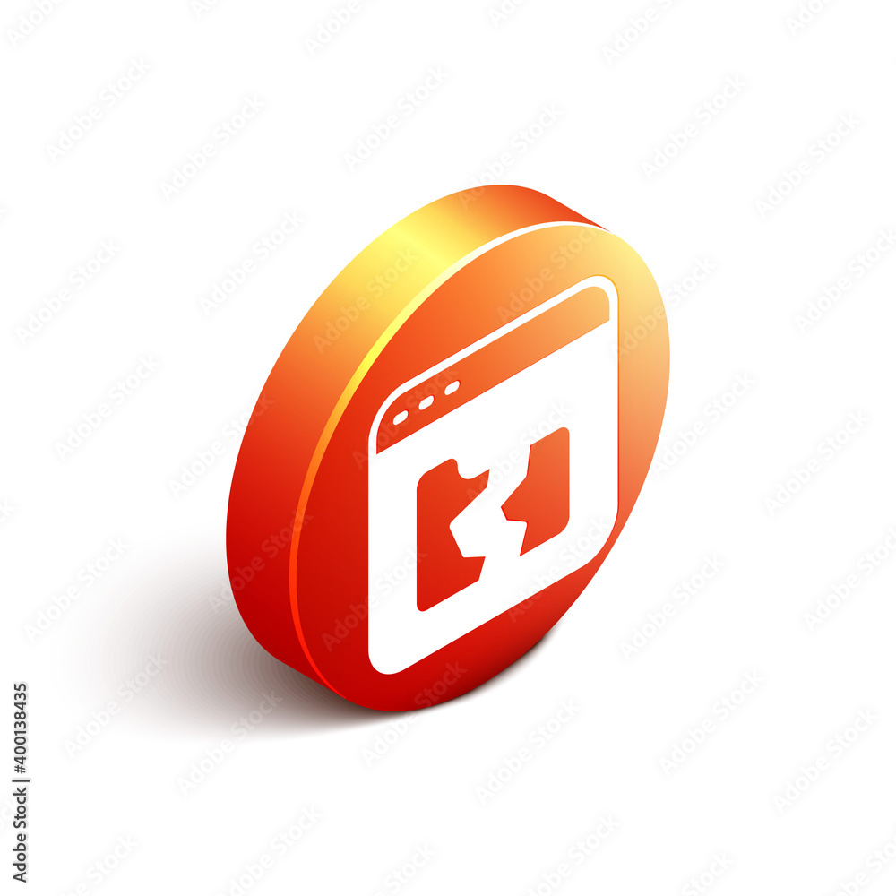 Aufkleber isometric broken file icon isolated on white background. orange circle button. vector.