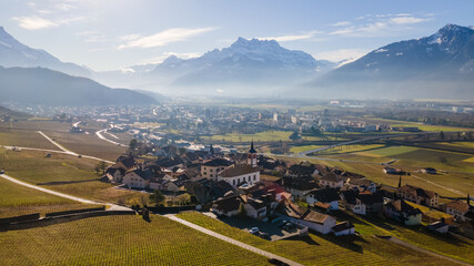 The beautiful vineyards region of Yvorne, Switzerland. 