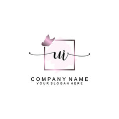 Initial UI Handwriting, Wedding Monogram Logo Design, Modern Minimalistic and Floral templates for Invitation cards	
