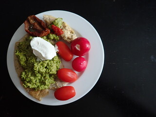 pancake with cheese and green pesto