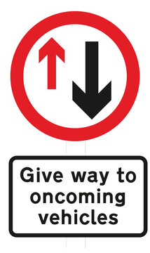 Give priority to vehicles from opposite direction sign and symbol