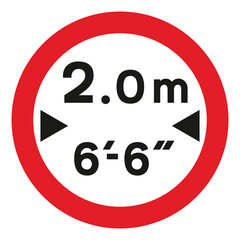 No vehicles over width shown sign
