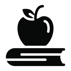 
Healthy knowledge solid icon, apple over a book
