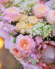 Flower composition. Macro photo. Wedding decor. A Beautiful bouquet of fresh flowers.