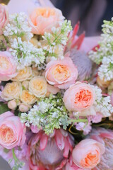 Flower composition. Macro photo. Wedding decor. A Beautiful bouquet of fresh flowers.