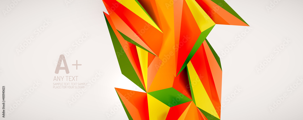 Leinwandbilder vector triangle geometric backgrounds. low poly 3d shape on light backdrop. vector illustration for 