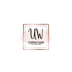 Initial UW Handwriting, Wedding Monogram Logo Design, Modern Minimalistic and Floral templates for Invitation cards	
