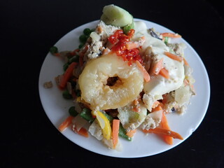 mixed vegetables and cheese warm salad