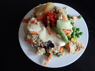 mixed vegetables and cheese warm salad