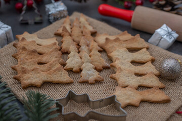 Spekulatius, typical german christmas cookies on a festive table