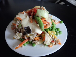 mixed vegetables and cheese warm salad