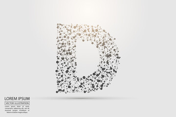 English letters abstract font consists 3d of triangles, lines, dots and connections. Vector illustration EPS 10.