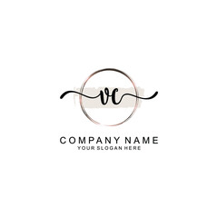 Initial VC Handwriting, Wedding Monogram Logo Design, Modern Minimalistic and Floral templates for Invitation cards	
