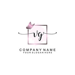 Initial VG Handwriting, Wedding Monogram Logo Design, Modern Minimalistic and Floral templates for Invitation cards	
