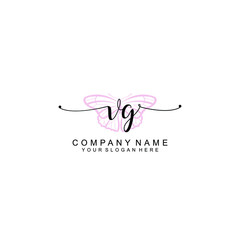 Initial VG Handwriting, Wedding Monogram Logo Design, Modern Minimalistic and Floral templates for Invitation cards	
