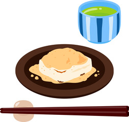 きな粉をかけた焼き餅