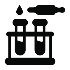 

A test tube with chemical structure, solid icon of chemical bonding
