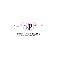 Initial VP Handwriting, Wedding Monogram Logo Design, Modern Minimalistic and Floral templates for Invitation cards	
