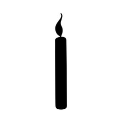 Silhouette of burning candle. Single vector isolated element on white background. 