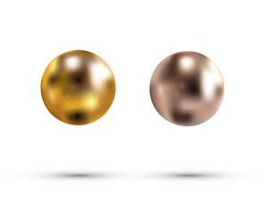 3d abstract gold balls set on white background vector illustration 