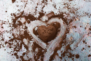 heart shaped chocolate isolated on white background.