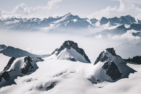 Mountain view from the vallee blanche glacier, Chamonix Mont Blanc