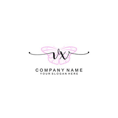 Initial VX Handwriting, Wedding Monogram Logo Design, Modern Minimalistic and Floral templates for Invitation cards	
