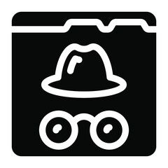 
Hacker icon in glyph design, secret agent 
