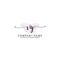 Initial VY Handwriting, Wedding Monogram Logo Design, Modern Minimalistic and Floral templates for Invitation cards	
