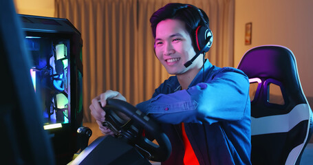 cybersport gamer play car racing © ryanking999