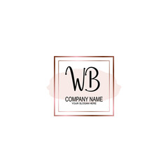 Initial WB Handwriting, Wedding Monogram Logo Design, Modern Minimalistic and Floral templates for Invitation cards	
