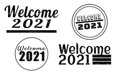 Collection of grunge welcome 2021 labels