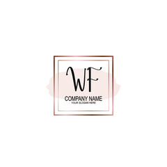 Initial WF Handwriting, Wedding Monogram Logo Design, Modern Minimalistic and Floral templates for Invitation cards	
