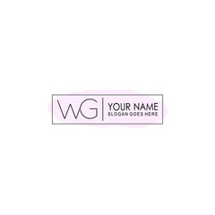 Initial WG Handwriting, Wedding Monogram Logo Design, Modern Minimalistic and Floral templates for Invitation cards	
