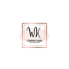 Initial WK Handwriting, Wedding Monogram Logo Design, Modern Minimalistic and Floral templates for Invitation cards	
