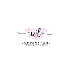 Initial WL Handwriting, Wedding Monogram Logo Design, Modern Minimalistic and Floral templates for Invitation cards	
