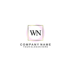 Initial WN Handwriting, Wedding Monogram Logo Design, Modern Minimalistic and Floral templates for Invitation cards	
