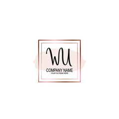 Initial WU Handwriting, Wedding Monogram Logo Design, Modern Minimalistic and Floral templates for Invitation cards	
