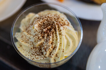 Tiramisu in glass. Italian dessert.