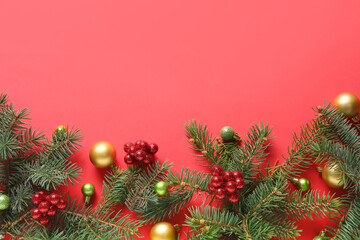 Fototapeta na wymiar Beautiful Christmas composition on color background