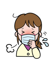 咳やくしゃみが止まらず困っている若い女性