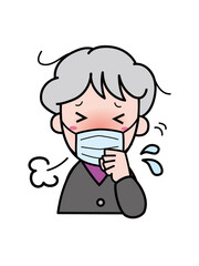 咳やくしゃみが止まらず困っているおばあさん