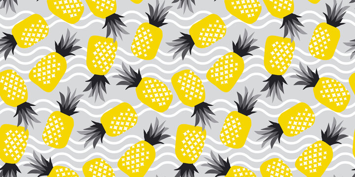 Pineapple ananas summer seamless pattern