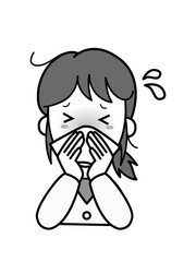 鼻水が止まらず困っている若い女性