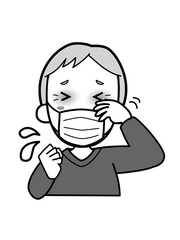 目がかゆく困っているおじいさん