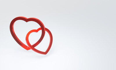 3D red heart on white background. Sign of love.